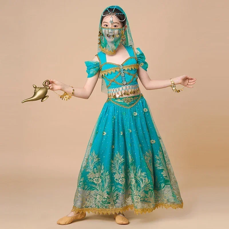 Kids Girls Jasmine Princess India Belly Dance Top Dress Set Arabian Sari Stage Costume Clothes Bollywood Children Rave Outfit
Kids Girls Jasmine Princess India Belly Dance Top Dress Set Arabian Sari Stage Costume Clothes Bollywood Children Rave Outfit