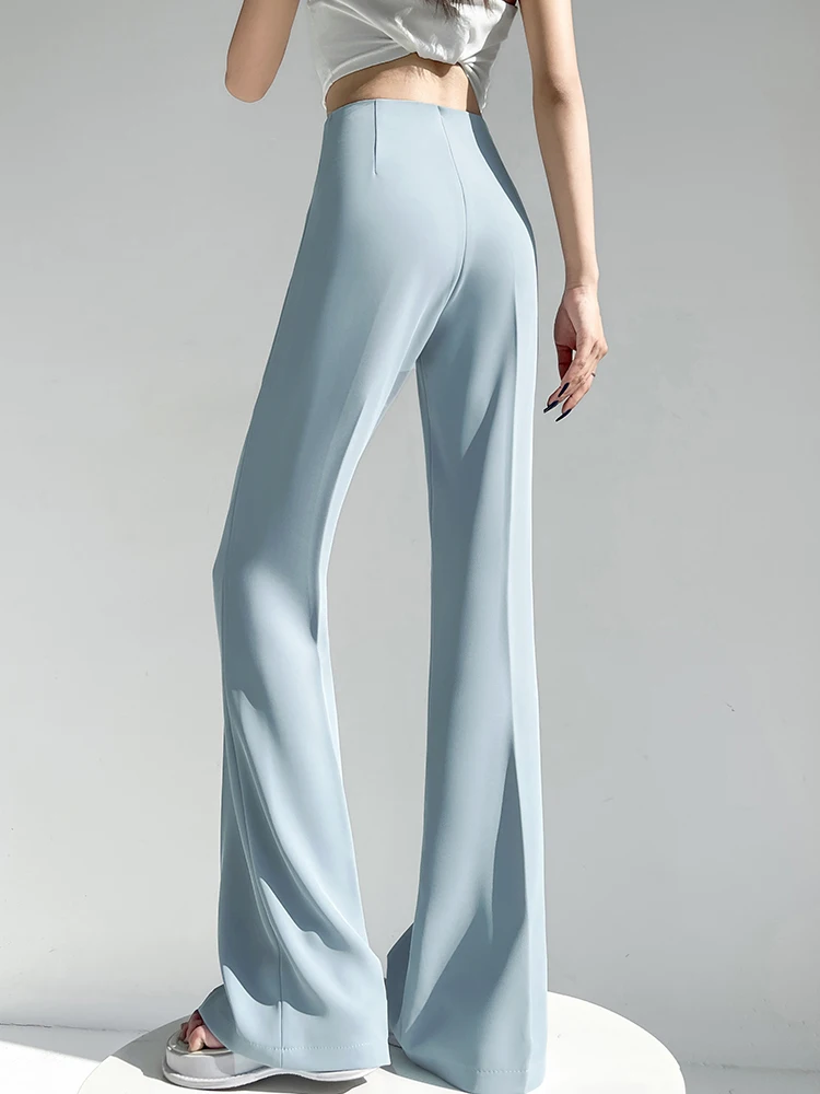 Narrow version ice silk micro flared pants without leg sticking women summer high-end drape suit pants side zipper pants
Narrow version ice silk micro flared pants without leg sticking women summer high-end drape suit pants side zipper pants