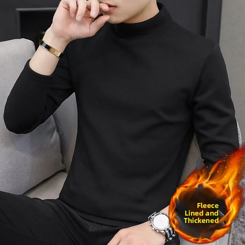 Thickened Fleece Lined Men's Long Sleeve T-Shirt Slim Fit High Collar Base Shirt Casual Wear Polyester Fiber Basic Style
Thickened Fleece Lined Men's Long Sleeve T-Shirt Slim Fit High Collar Base Shirt Casual Wear Polyester Fiber Basic Style