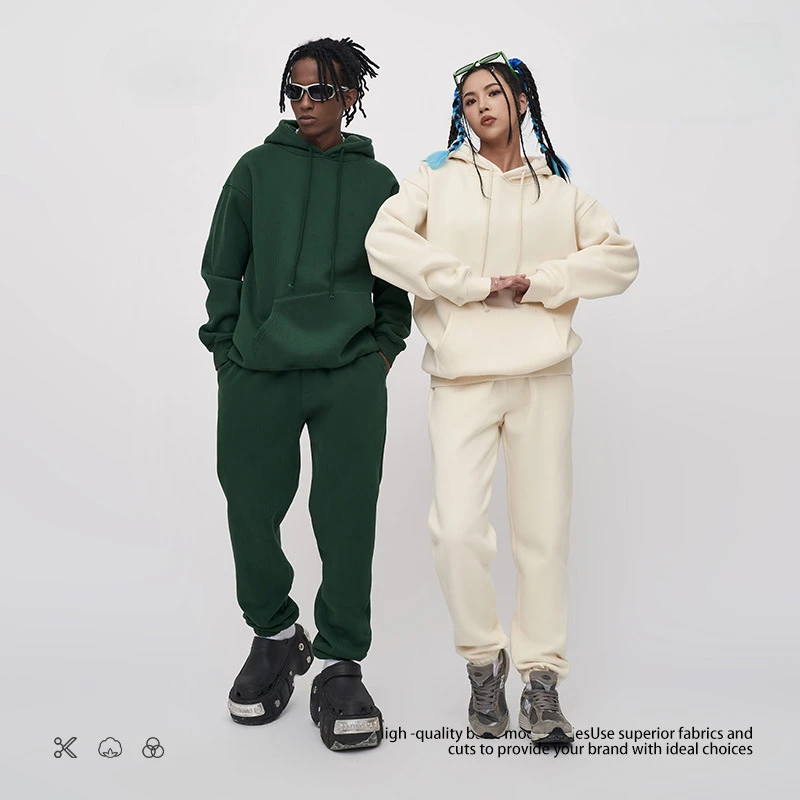 2023 380gsm Autumn Winter Fleece and High Weight Hooded Sweatshirt and Sweatpants Casual Sport Tracksuits Men and Women
2023 380gsm Autumn Winter Fleece and High Weight Hooded Sweatshirt and Sweatpants Casual Sport Tracksuits Men and Women