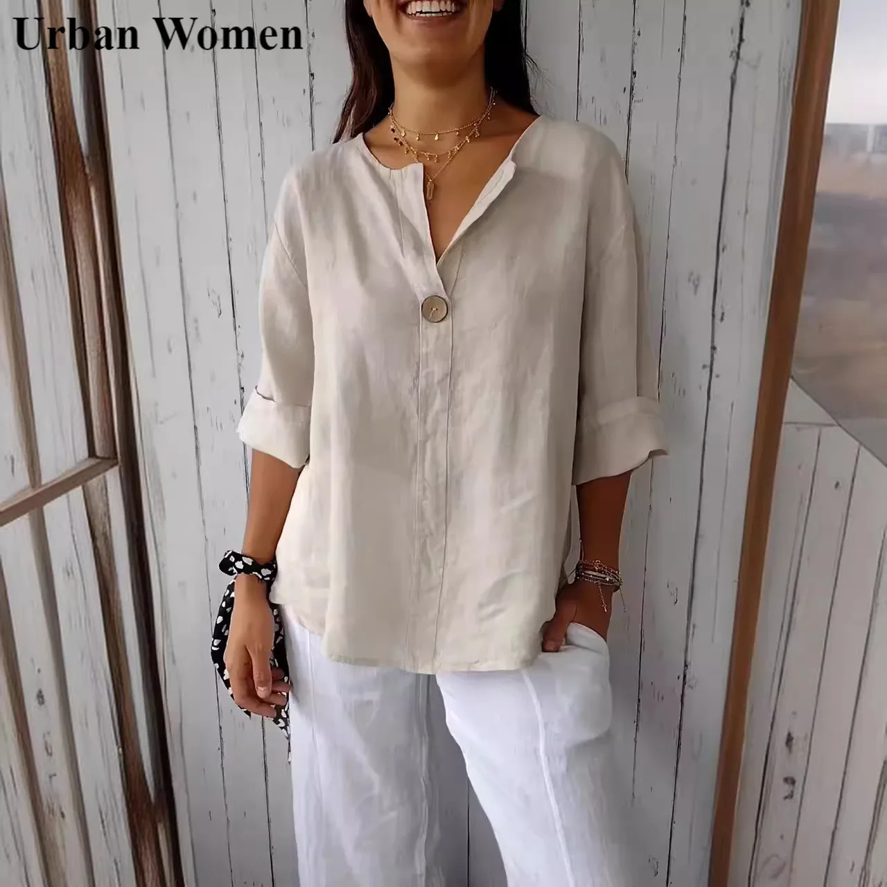 Summer Casual Cotton Linen Pullover Tshirt Women Fashion Solid Color Single Button Short Sleeved Pullover Tshirt Women
Summer Casual Cotton Linen Pullover Tshirt Women Fashion Solid Color Single Button Short Sleeved Pullover Tshirt Women