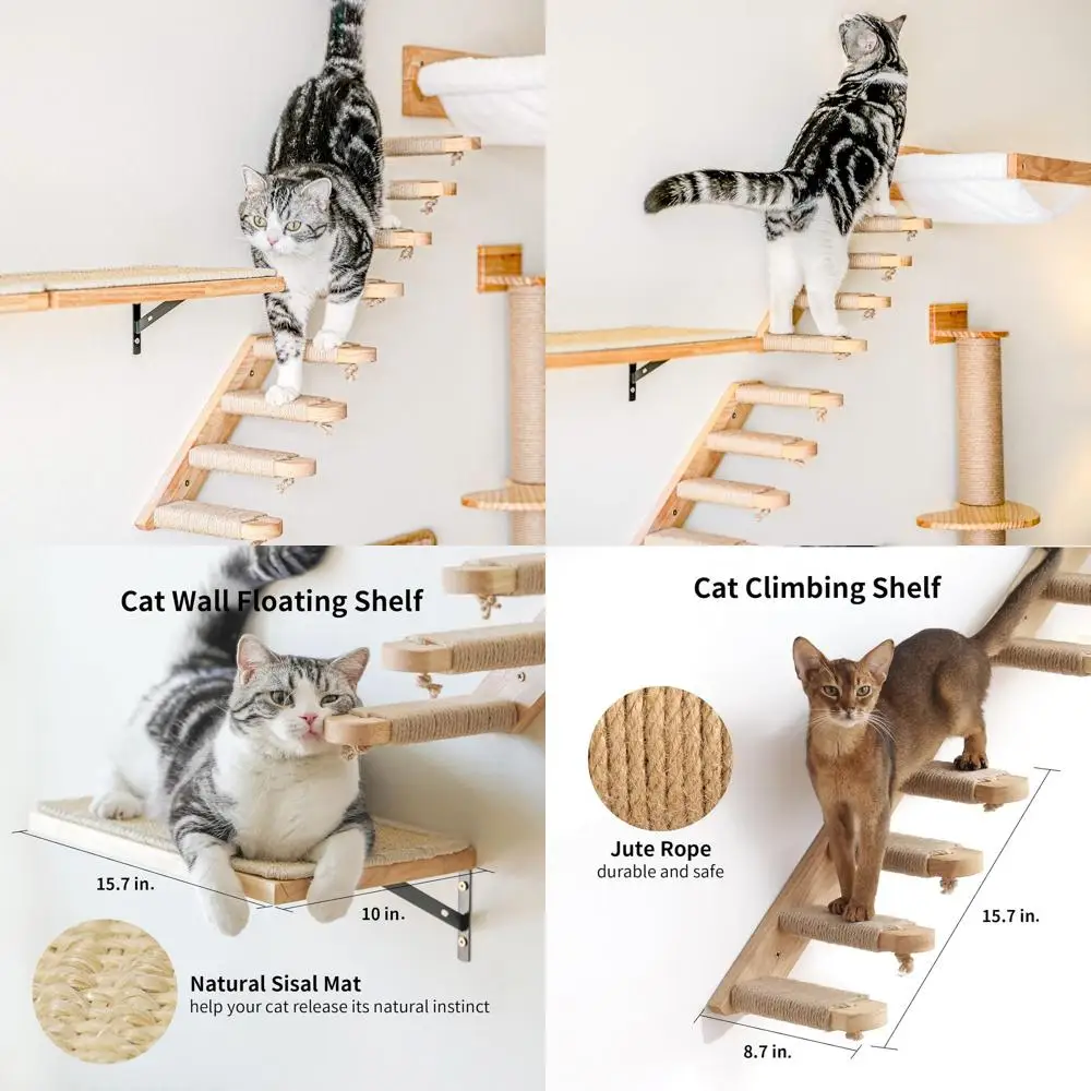 Tri-Level Rubberwood Cat Wall Shelf Set for Rest, Play, and Climb
Tri-Level Rubberwood Cat Wall Shelf Set for Rest, Play, and Climb