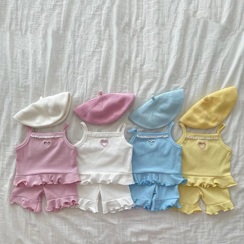 2026 Summer New Baby Girl Sleeveless Sling Clothes Set Solid Kids Girls Heart Vest + Shorts 2pcs Suit Cotton Toddler Outfits
2026 Summer New Baby Girl Sleeveless Sling Clothes Set Solid Kids Girls Heart Vest + Shorts 2pcs Suit Cotton Toddler Outfits
