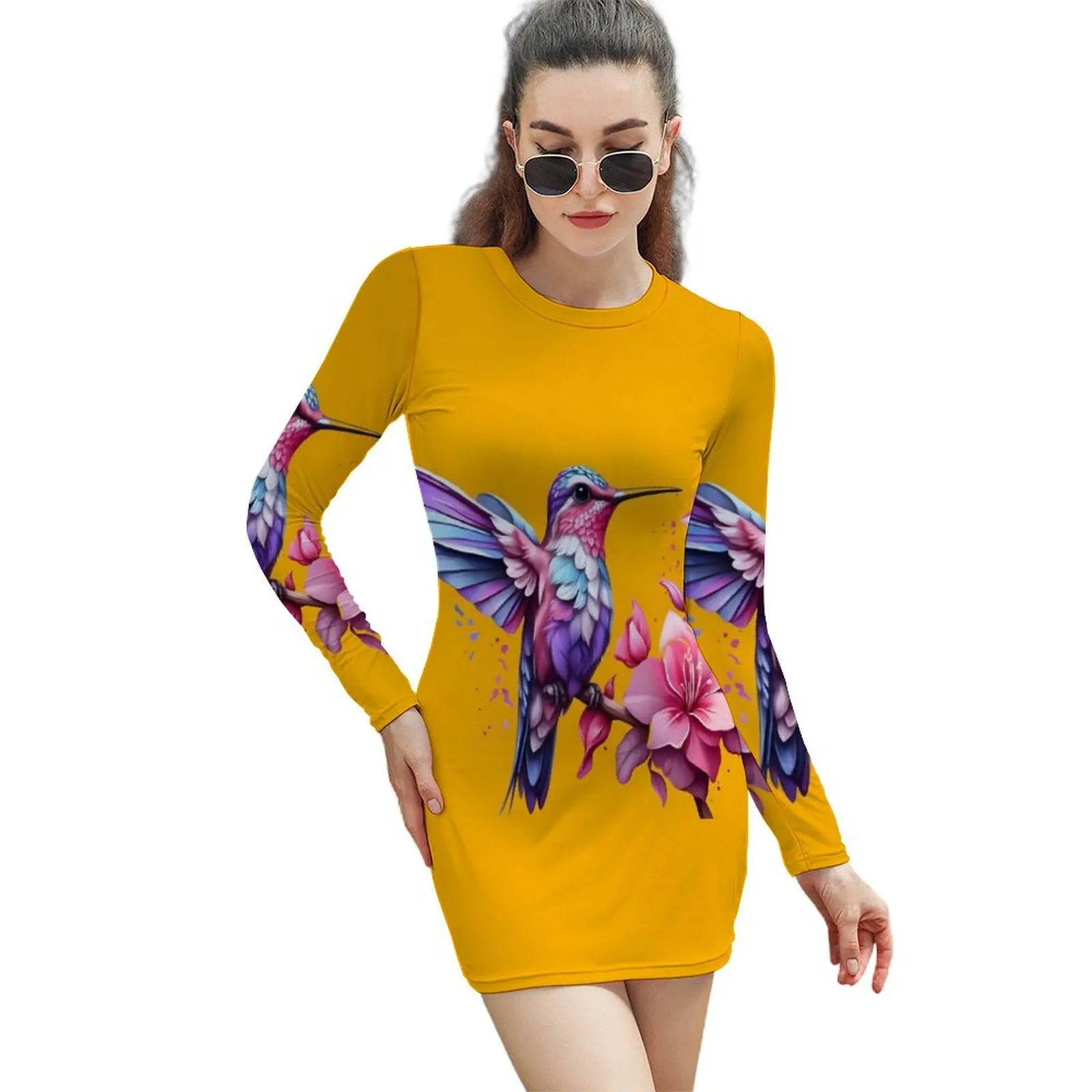 Colorful bird with flower. Long-Sleeved Sheath Dress Casual dresses bandage dress
Colorful bird with flower. Long-Sleeved Sheath Dress Casual dresses bandage dress