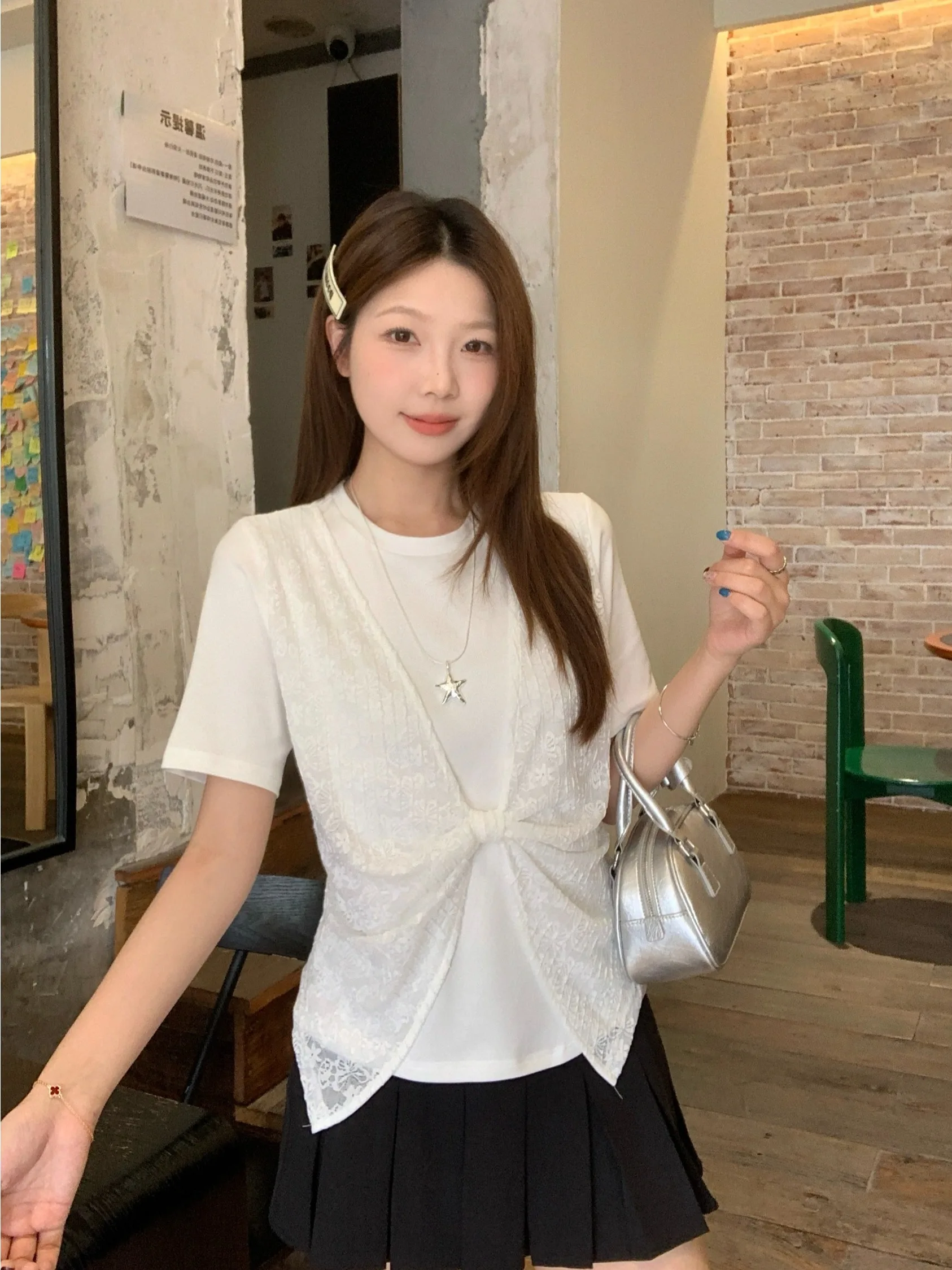 Sweet Knot round Neck Short Sleeve T-Shirt Women's plus Size Summer New Design Sensation Top Korean Style Slim Fit
Sweet Knot round Neck Short Sleeve T-Shirt Women's plus Size Summer New Design Sensation Top Korean Style Slim Fit