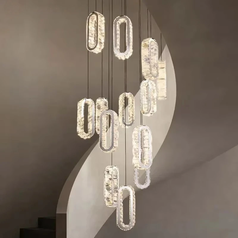 Luxury Elegant Crystal Led Pendant Lights Villa Stairs Living Room Chandelier Hotel Loft Hanging Lighting Decor Modern Design
Luxury Elegant Crystal Led Pendant Lights Villa Stairs Living Room Chandelier Hotel Loft Hanging Lighting Decor Modern Design