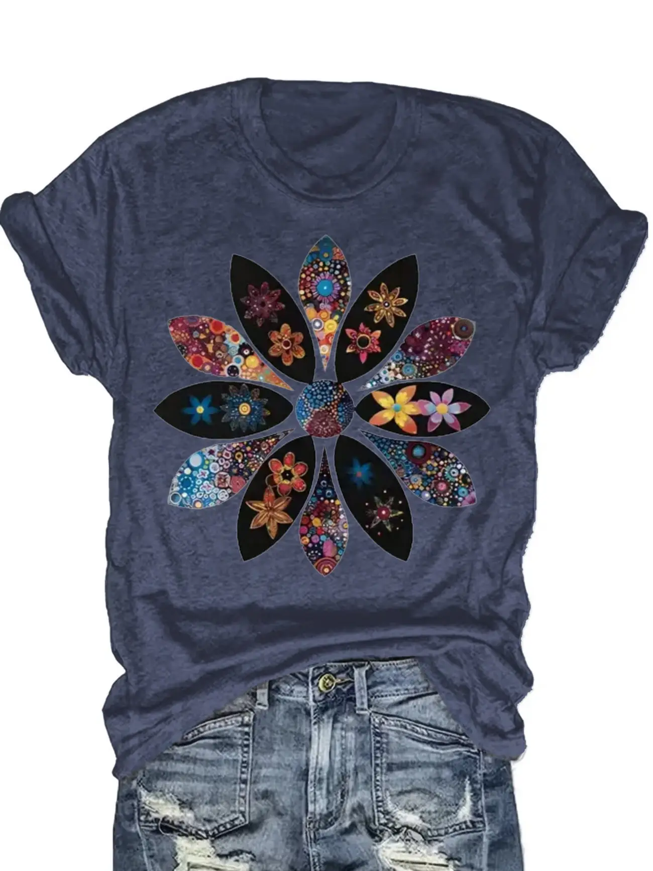 Plus size women's short sleeve T-shirt Colorful Floral Pattern Design Art Spring and Summer Must-Haves summer outfits women's
Plus size women's short sleeve T-shirt Colorful Floral Pattern Design Art Spring and Summer Must-Haves summer outfits women's