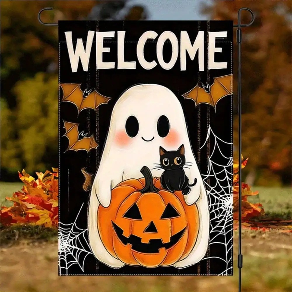 2D Flat 12x18in Double-Sided Halloween Garden Flag Welcome Pumpkin Ghost Cat Bat Outdoor Yard Porch Holiday Decor Flag Only
2D Flat 12x18in Double-Sided Halloween Garden Flag Welcome Pumpkin Ghost Cat Bat Outdoor Yard Porch Holiday Decor Flag Only