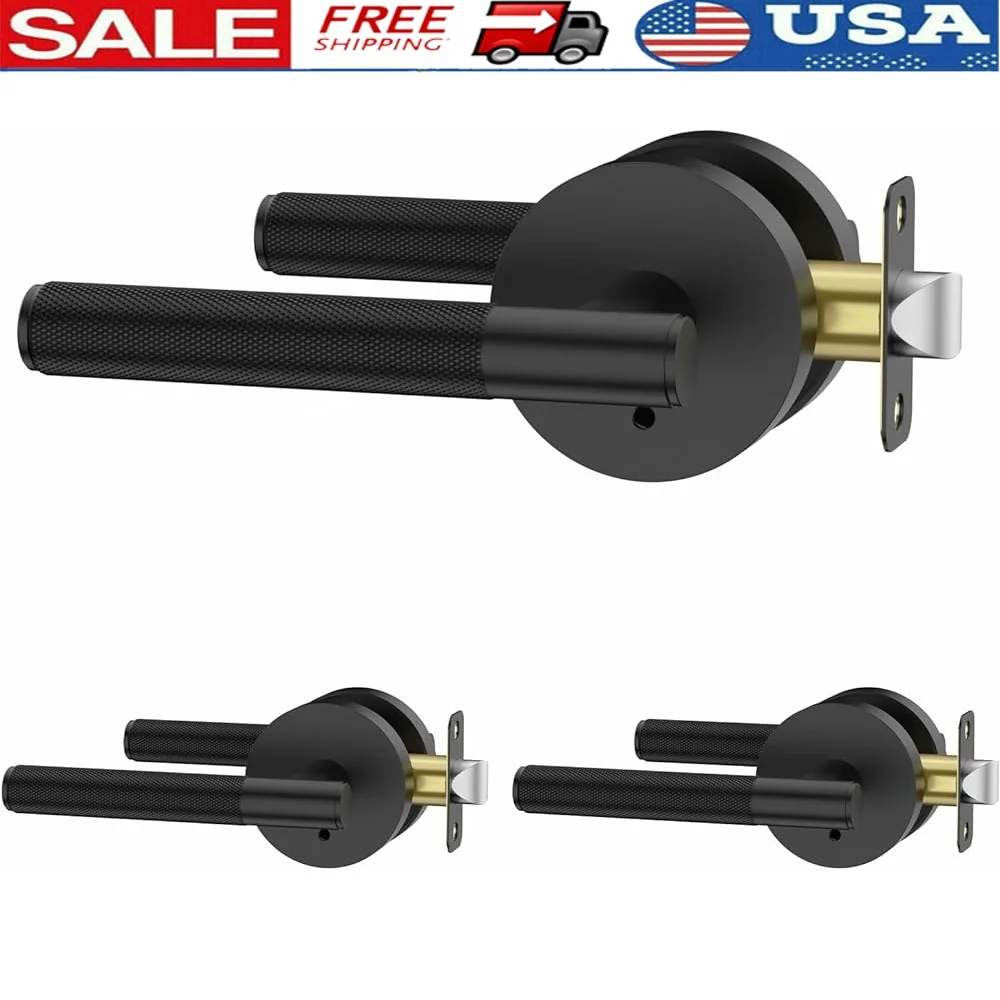 3 Pack Matte Black Interior Door Handles Heavy Duty Knurled Privacy Lever With Lock Emergency Release Easy Install Adjustable
3 Pack Matte Black Interior Door Handles Heavy Duty Knurled Privacy Lever With Lock Emergency Release Easy Install Adjustable