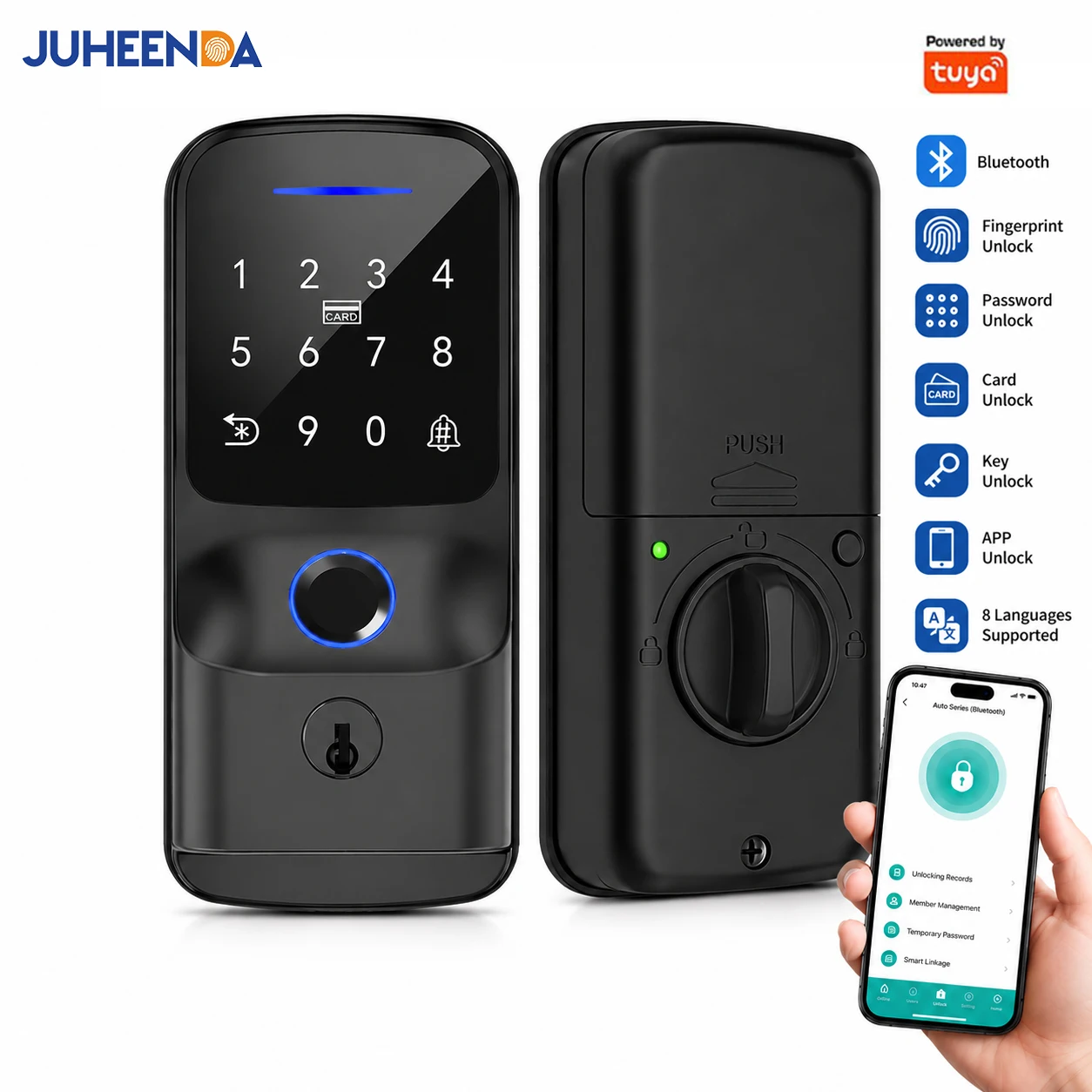 Tuya BLE WiFi Smart Door Lock Fingerprint Password RFID Card Key Unlock APP Control Electronic Deadbolt Lock for Home Office
Tuya BLE WiFi Smart Door Lock Fingerprint Password RFID Card Key Unlock APP Control Electronic Deadbolt Lock for Home Office