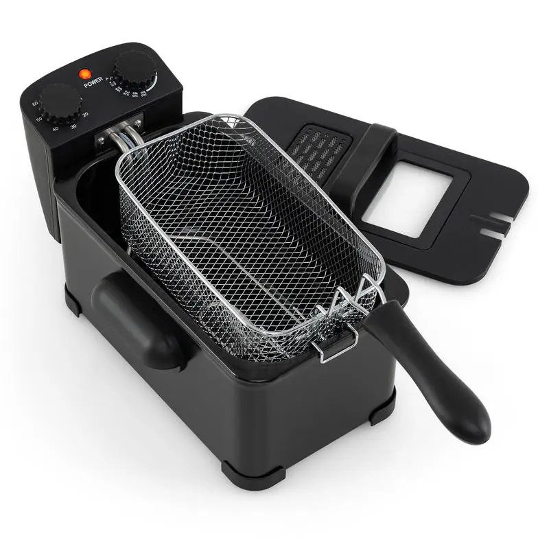3.2 Quart Electric Stainless Steel Deep Fryer with Timer-Black
3.2 Quart Electric Stainless Steel Deep Fryer with Timer-Black