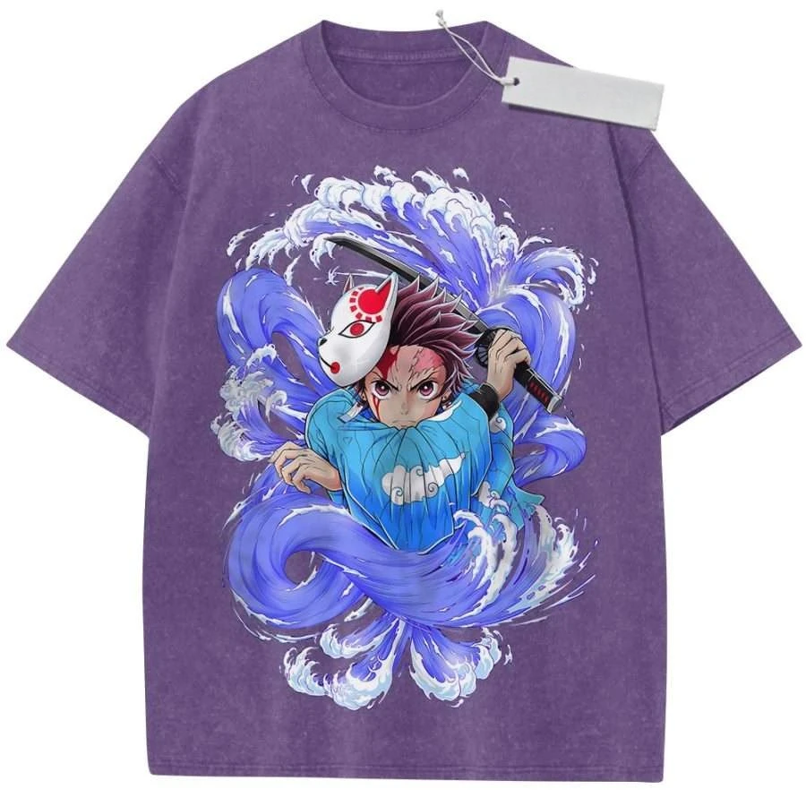 2026 Summer Men's Purple Washed T - Shirt Demon Slayer Tanjiro Fox Mask Sword Wave High - Quality Fabric for Casual Shopping
2026 Summer Men's Purple Washed T - Shirt Demon Slayer Tanjiro Fox Mask Sword Wave High - Quality Fabric for Casual Shopping