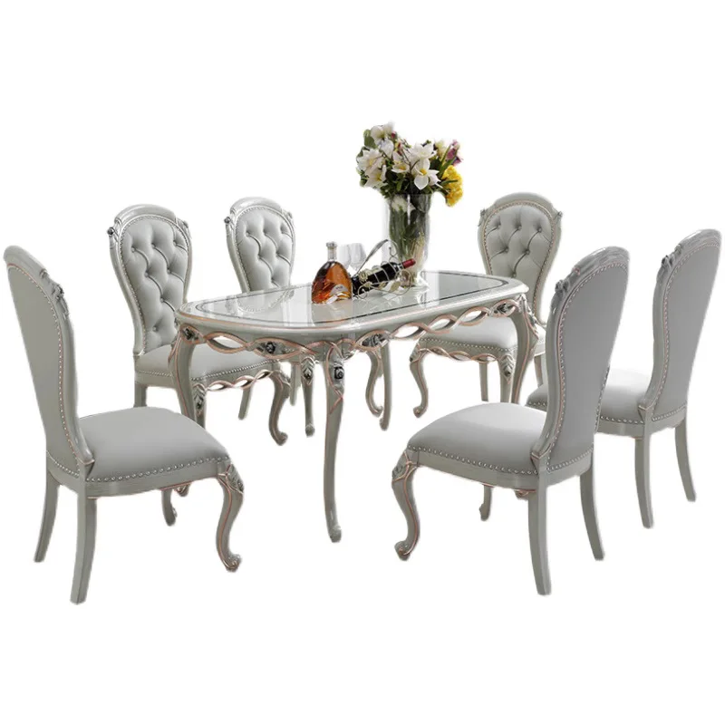 #French Art European Style Luxury 1.6m Solid Wood Dining Table Simple Western Chair Set for Restaurant Villa for Daily Dining
#French Art European Style Luxury 1.6m Solid Wood Dining Table Simple Western Chair Set for Restaurant Villa for Daily Dining