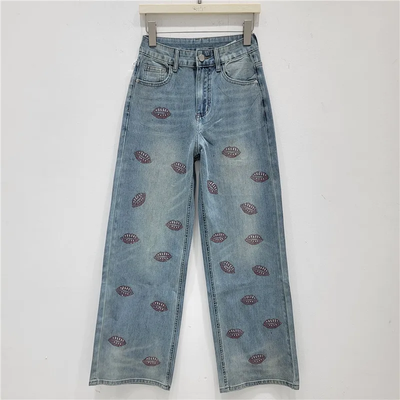 2026 Summer New Heavily Rhinestone-embellished, Retro Loose-fit Wide-leg Jeans for Women - Straight Leg, Floor-length Trousers
2026 Summer New Heavily Rhinestone-embellished, Retro Loose-fit Wide-leg Jeans for Women - Straight Leg, Floor-length Trousers