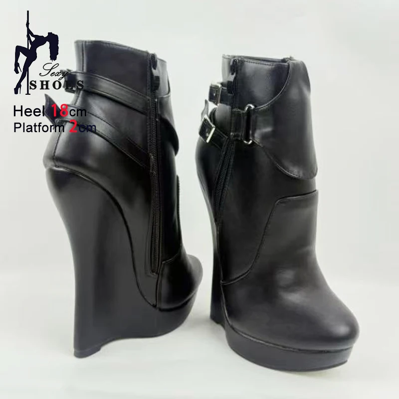 New Ultra high heel 18CM/7'' Wedges Heel Side Zip Black Ankle Boots Women Matte Leather Platform Shoes Sexy Fetish Ballet Boots
New Ultra high heel 18CM/7'' Wedges Heel Side Zip Black Ankle Boots Women Matte Leather Platform Shoes Sexy Fetish Ballet Boots