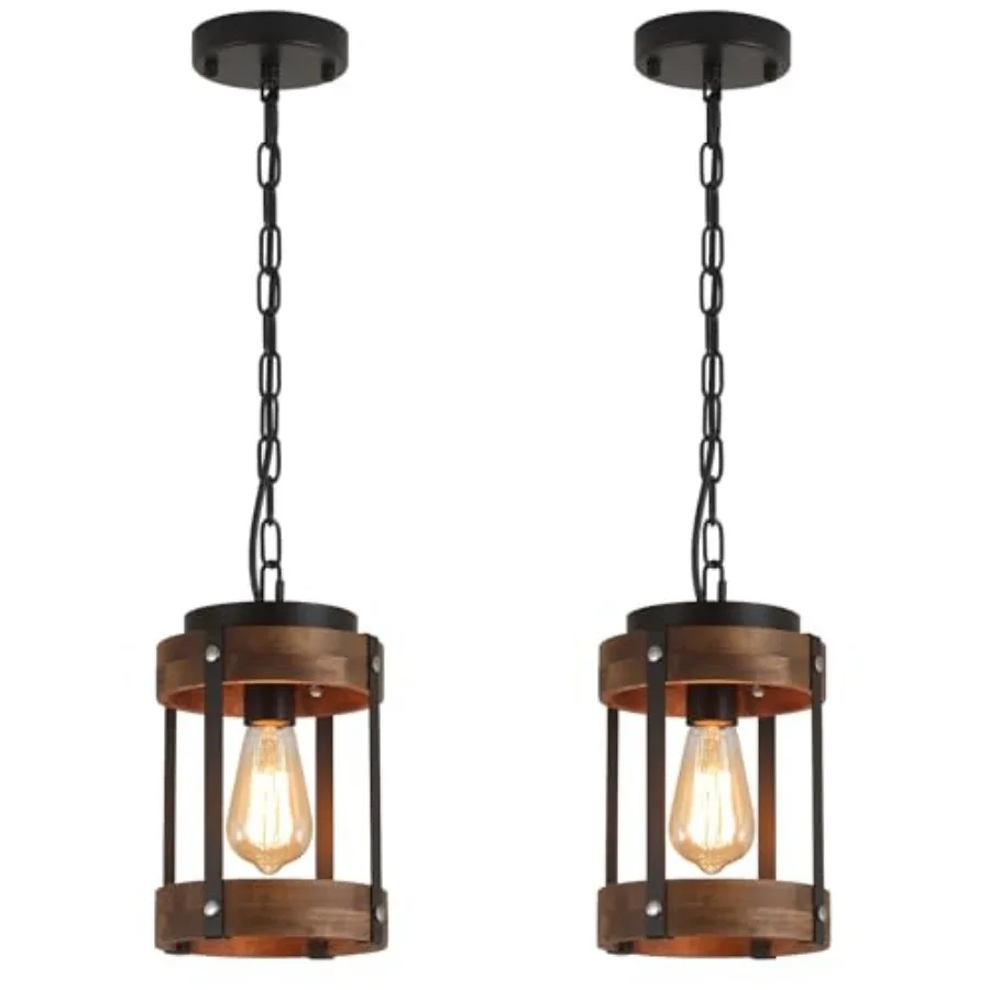 Rustic Farmhouse Wood Pendant Light Fixture One-Light Adjustable Chain Oak Wood and Metal Drum Cage Pendant Lighting for Kitche
Rustic Farmhouse Wood Pendant Light Fixture One-Light Adjustable Chain Oak Wood and Metal Drum Cage Pendant Lighting for Kitche