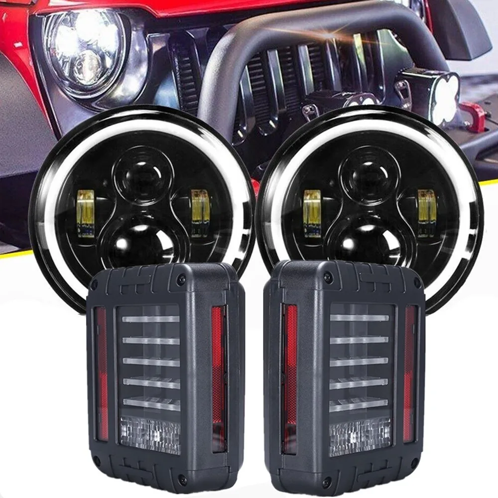 Car Halo 7inch Headlight With Rear Brake Turn Signal Lamp Led Tail Lights Assembly For Jeep Wrangler JK Accessories 2007-2017
Car Halo 7inch Headlight With Rear Brake Turn Signal Lamp Led Tail Lights Assembly For Jeep Wrangler JK Accessories 2007-2017