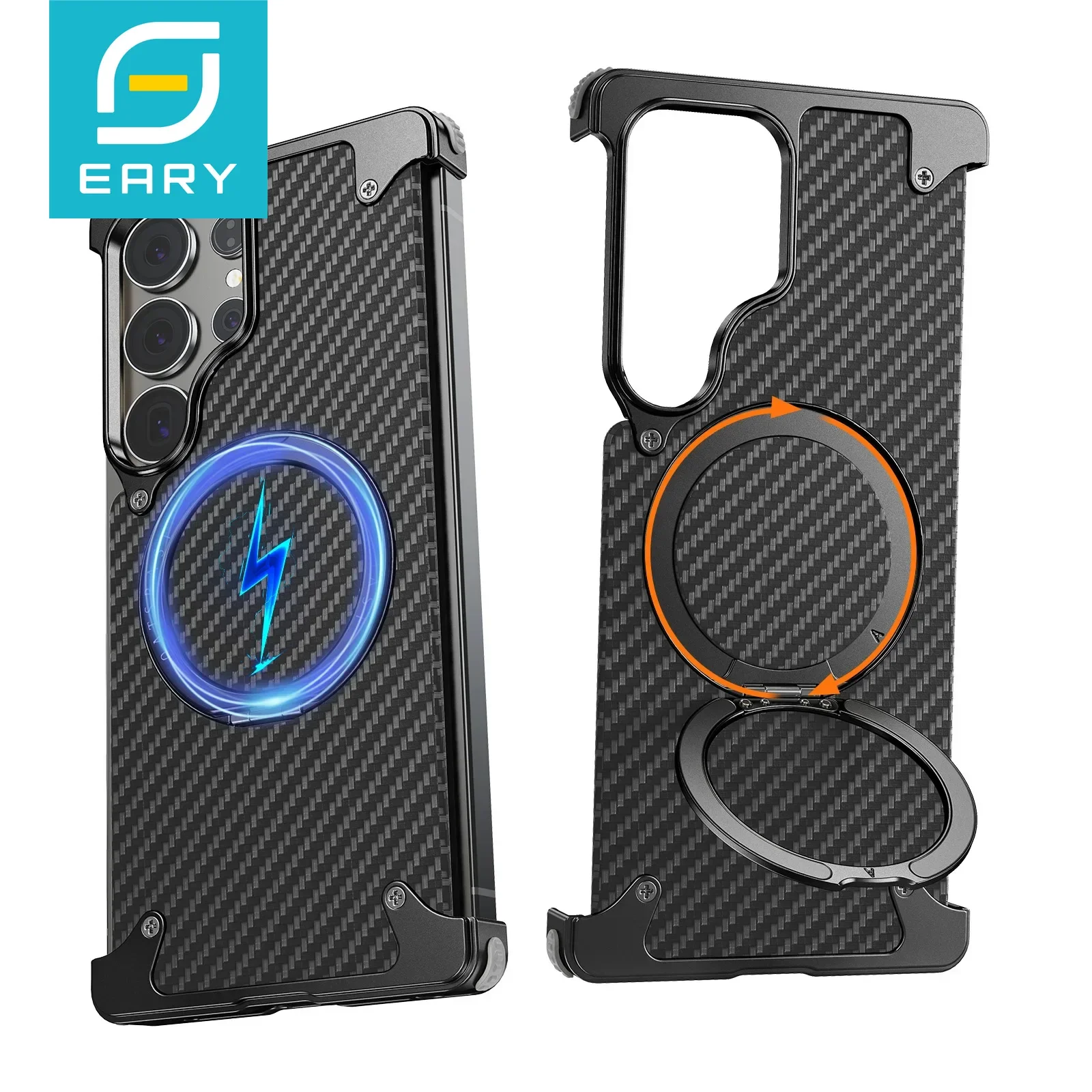 Eary Carbon Fiber Phone Case for Samsung Galaxy S25 Ultra with Magsafe Magnetic Stand 360°Rotatable Frameless Shockproof Cover
Eary Carbon Fiber Phone Case for Samsung Galaxy S25 Ultra with Magsafe Magnetic Stand 360°Rotatable Frameless Shockproof Cover