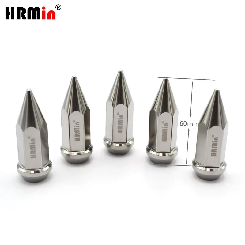 HRMin Wheel Spike Lug Nuts M12*1.25*60mm Never rust Gr.5 titanium cone seat titanium nuts for Nissan,Greatwall,Geely,Subaru
HRMin Wheel Spike Lug Nuts M12*1.25*60mm Never rust Gr.5 titanium cone seat titanium nuts for Nissan,Greatwall,Geely,Subaru