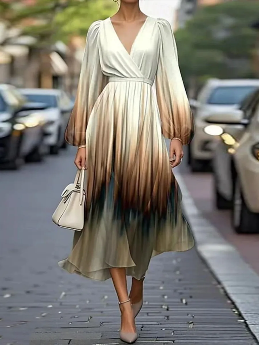 Freeacy 2025 Summer Women's Midi Dress V-neck Puff Sleeves High Waist Pleated Evening Dress Elegant Gradient Party Dress
Freeacy 2025 Summer Women's Midi Dress V-neck Puff Sleeves High Waist Pleated Evening Dress Elegant Gradient Party Dress