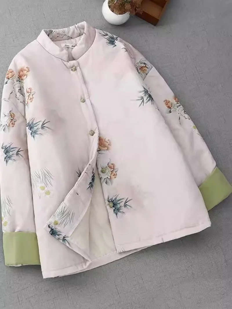 Cotton Jacket With Chinese Style Printing Stand Up Collar Artistic Retro Design Warm Quilted Coat For Lady Outerwear W487
Cotton Jacket With Chinese Style Printing Stand Up Collar Artistic Retro Design Warm Quilted Coat For Lady Outerwear W487