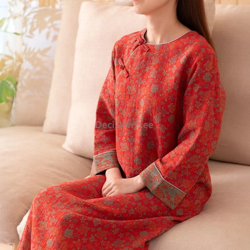 2025 new chinese style solid cotton night-robe literature art printed retro button qipao leisure round neck women's daily qipao
2025 new chinese style solid cotton night-robe literature art printed retro button qipao leisure round neck women's daily qipao