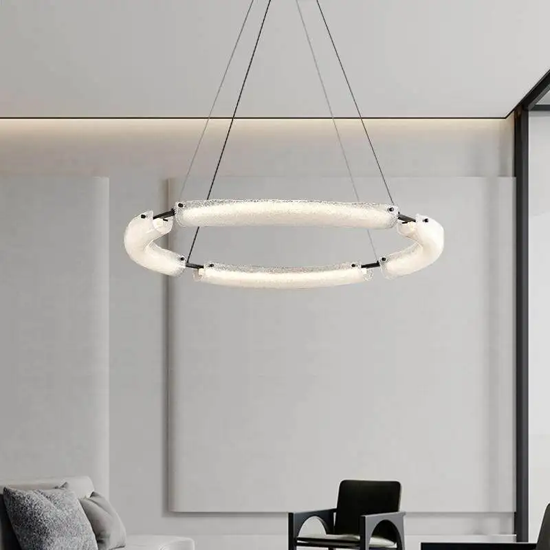 Modern Circular LED Pendant Light Textured Glass Ring Chandelier Minimalist Living Dining Room Home Ceiling Hanging Lamp
Modern Circular LED Pendant Light Textured Glass Ring Chandelier Minimalist Living Dining Room Home Ceiling Hanging Lamp