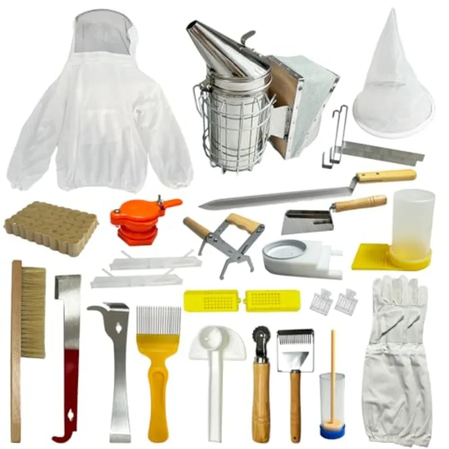 27 PCS Bee Keeping Starter Kit - Beekeeping Supplies, Honey Bee Hive Tools Bee Smoker Kit, Bee Keeper Supplies All with Jacket
27 PCS Bee Keeping Starter Kit - Beekeeping Supplies, Honey Bee Hive Tools Bee Smoker Kit, Bee Keeper Supplies All with Jacket