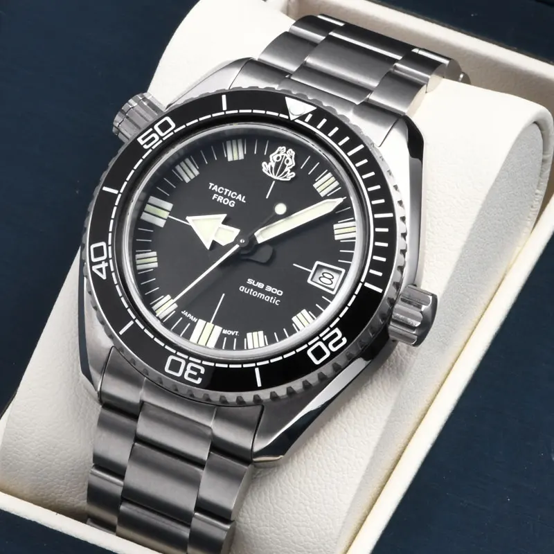 Tactical Frog Men's Dive Watch 41mm Titanium Case Sapphire NH35 Automatic Movement Titanium Bracelet 20Bar Waterproof C3 Luminou
Tactical Frog Men's Dive Watch 41mm Titanium Case Sapphire NH35 Automatic Movement Titanium Bracelet 20Bar Waterproof C3 Luminou