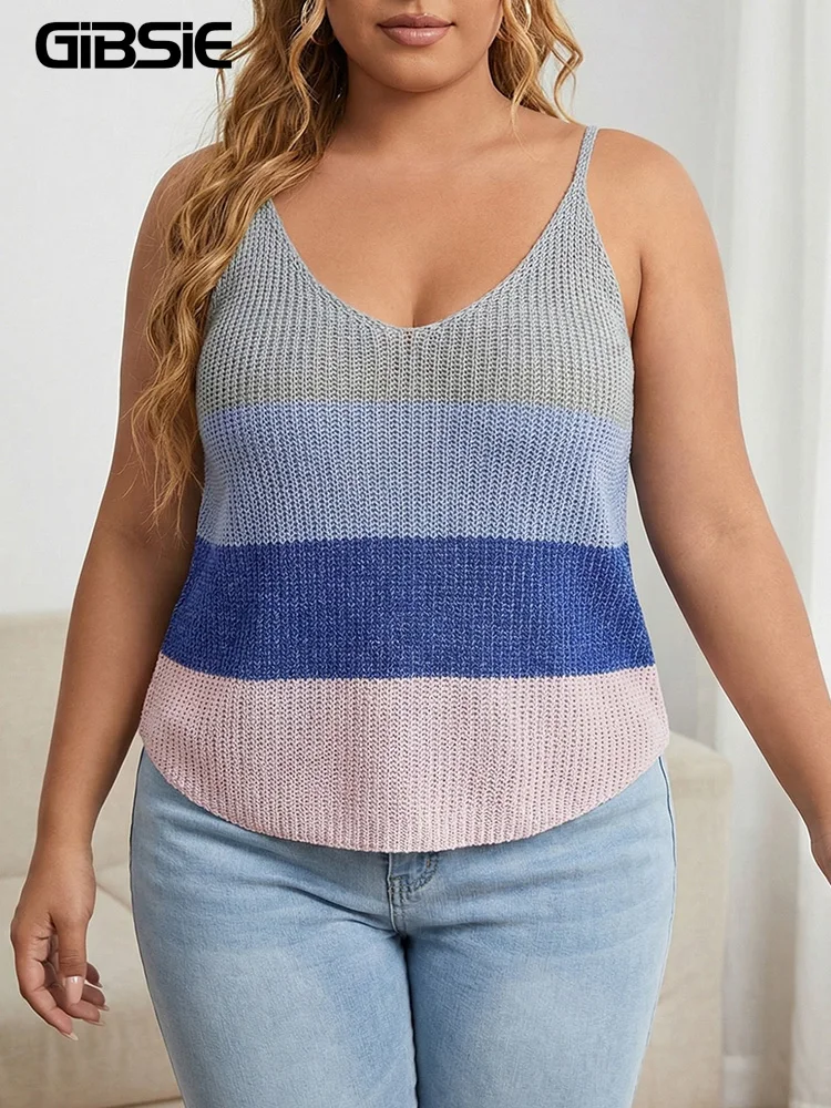 GIBSIE Plus Size Color Block V-neck Knitted Cami Top Women Summer 2026 Fashion Vacation Sleeveless Top Casual Female Camisole
GIBSIE Plus Size Color Block V-neck Knitted Cami Top Women Summer 2026 Fashion Vacation Sleeveless Top Casual Female Camisole