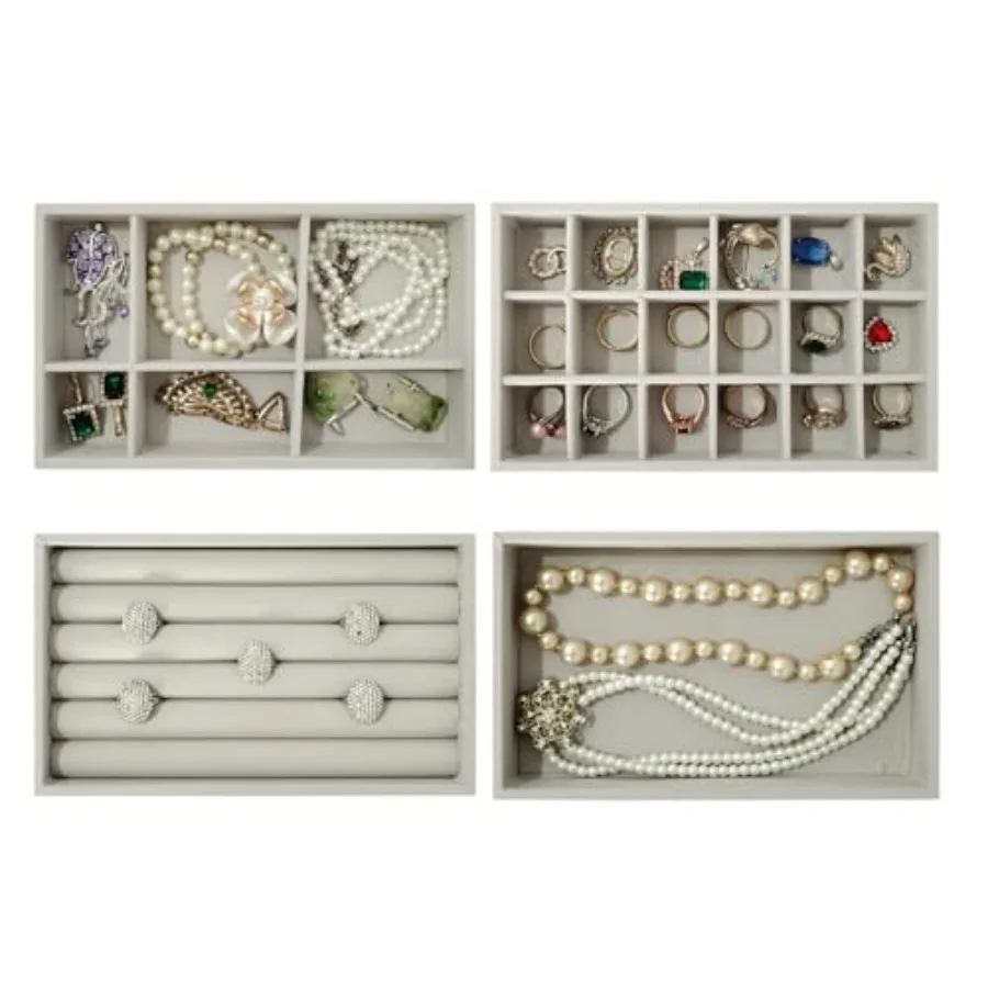 Stackable Jewelry Organizers and Storage with Velvet Jewelry Trays, Earring Organizer and Jewelry Drawer Organizer Inserts for
Stackable Jewelry Organizers and Storage with Velvet Jewelry Trays, Earring Organizer and Jewelry Drawer Organizer Inserts for