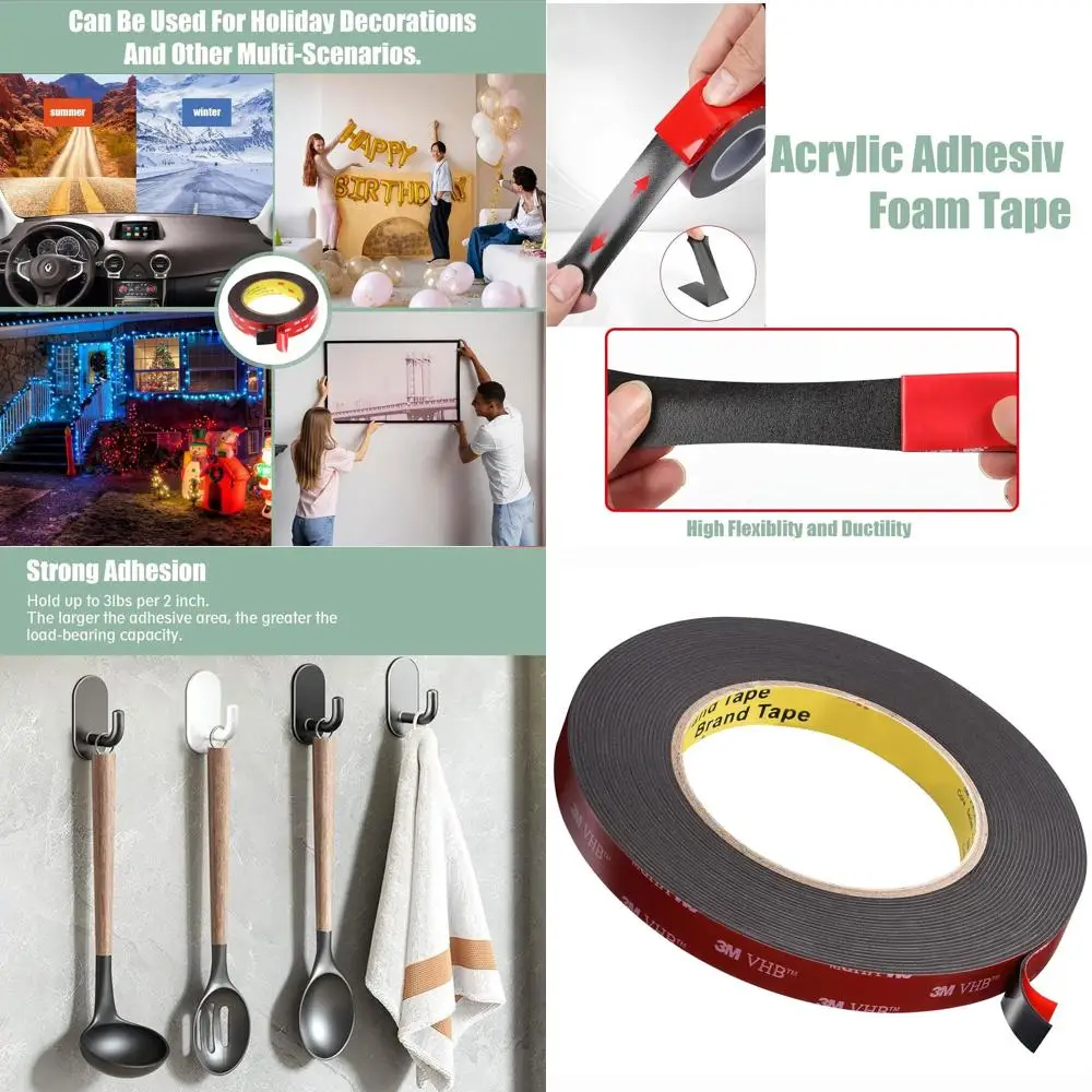 Double Sided Adhesive Tape Heavy Duty, Waterproof Mounting Foam Tape, 36.5ft Length, 0.4in Width, High Temperature Resistant Adh
Double Sided Adhesive Tape Heavy Duty, Waterproof Mounting Foam Tape, 36.5ft Length, 0.4in Width, High Temperature Resistant Adh