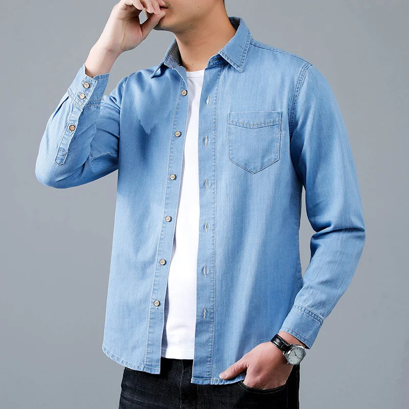 High Quality Modal Fabric Casual Jeans Long Sleeve Shirt Men Spring New Fashion Light Blue Denim Male Brand Clothes
High Quality Modal Fabric Casual Jeans Long Sleeve Shirt Men Spring New Fashion Light Blue Denim Male Brand Clothes