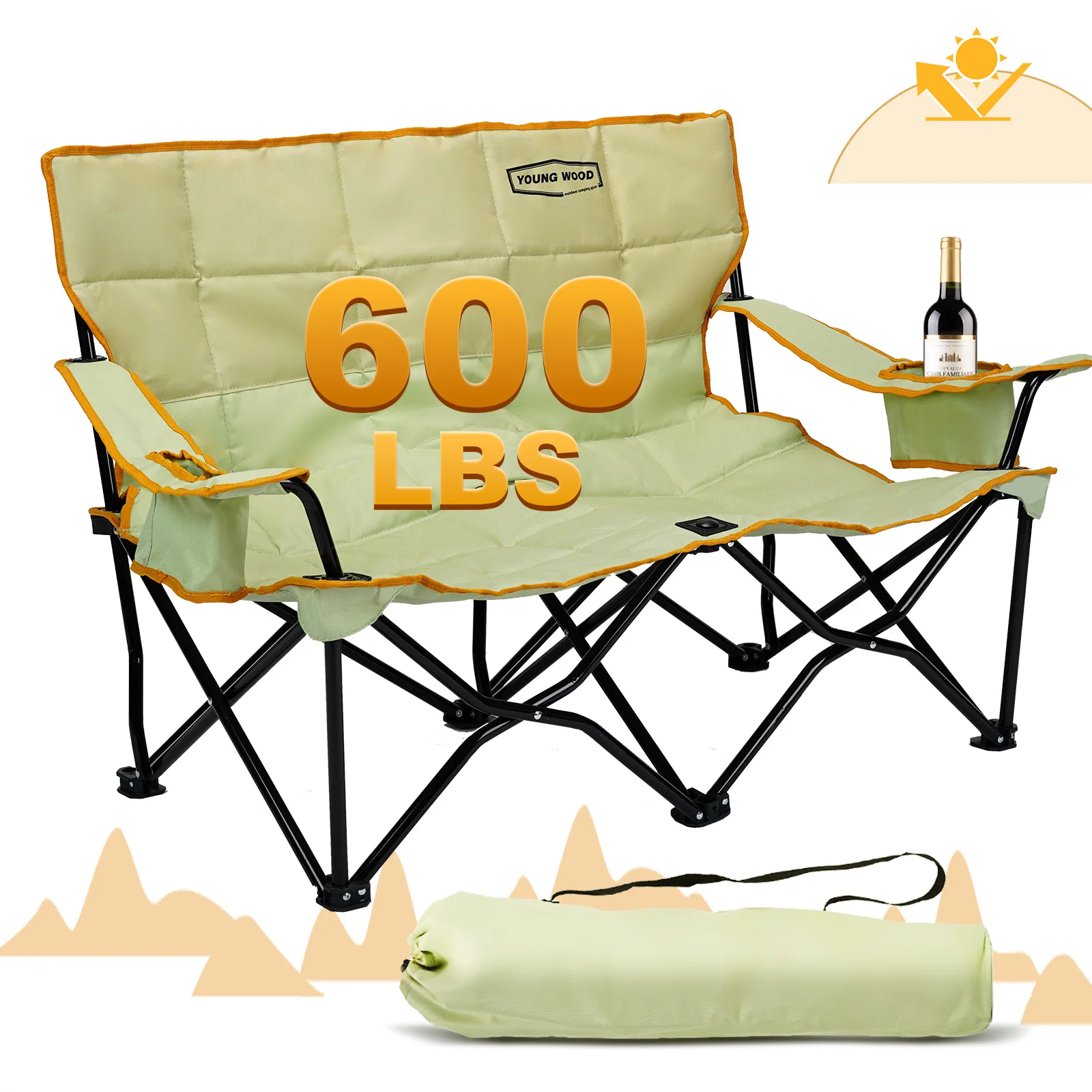 Folding Double Chair, Folding Sofa, Portable Folding Chair, Easy to Store. Steel Tube Support, Laminated Cotton Core, Oxford Fabric. New Green
Folding Double Chair, Folding Sofa, Portable Folding Chair, Easy to Store. Steel Tube Support, Laminated Cotton Core, Oxford Fabric. New Green
