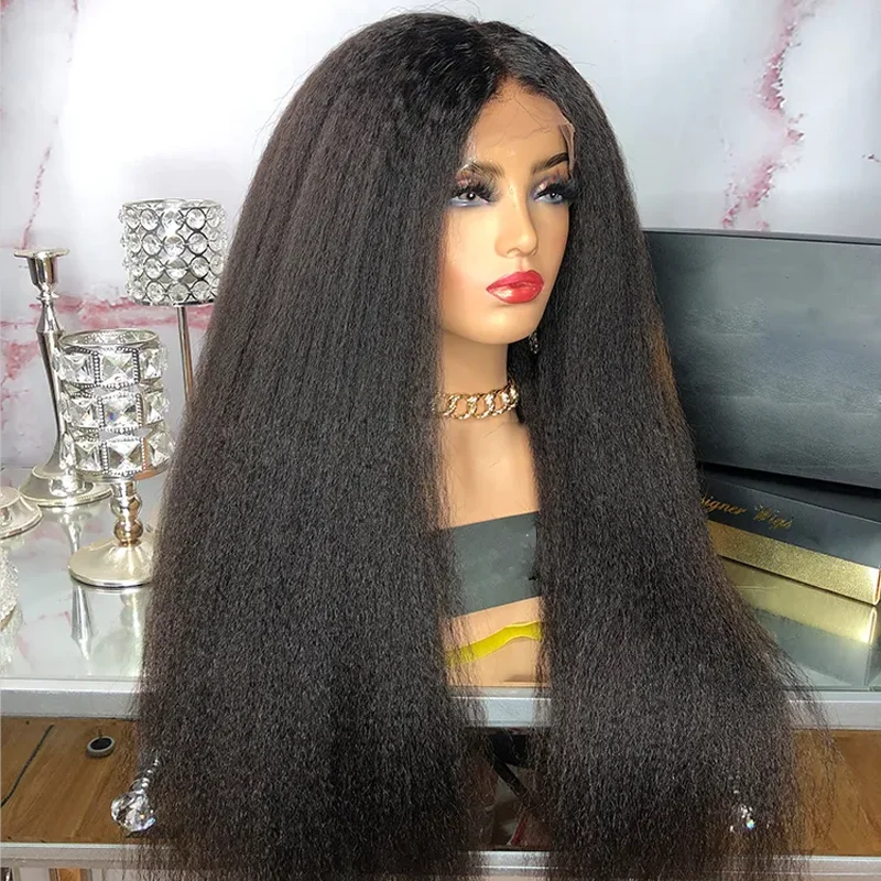 Middle Part Preplucked Long 180Density Kinky Straight Black Soft Lace Front Wig For Women Glueless Yaki Natural Fiber Babyhair
Middle Part Preplucked Long 180Density Kinky Straight Black Soft Lace Front Wig For Women Glueless Yaki Natural Fiber Babyhair