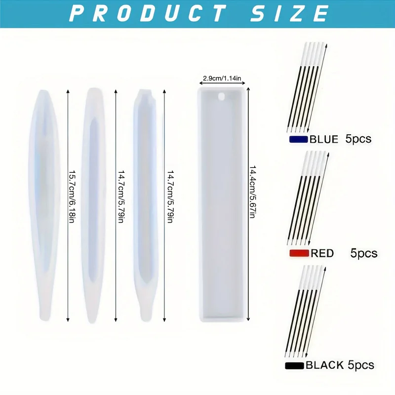 19Pieces/Set of Silicone Ballpoint Pen and Bookmark Epoxy Resin Molds,DIYHandmade Stationery Crafts,Charming Decorative Mixed Sh
19Pieces/Set of Silicone Ballpoint Pen and Bookmark Epoxy Resin Molds,DIYHandmade Stationery Crafts,Charming Decorative Mixed Sh