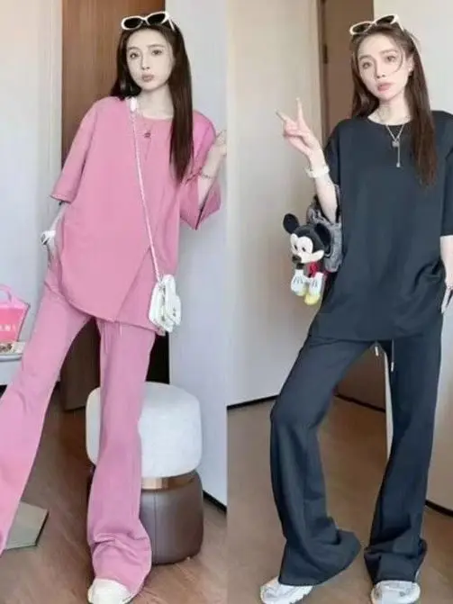 Summer Fashion Slimming Sweet Dopaamine 200 Pounds Set Short Sleeve Wide Leg Pants Two Piece Set High Waist Korean Style
Summer Fashion Slimming Sweet Dopaamine 200 Pounds Set Short Sleeve Wide Leg Pants Two Piece Set High Waist Korean Style