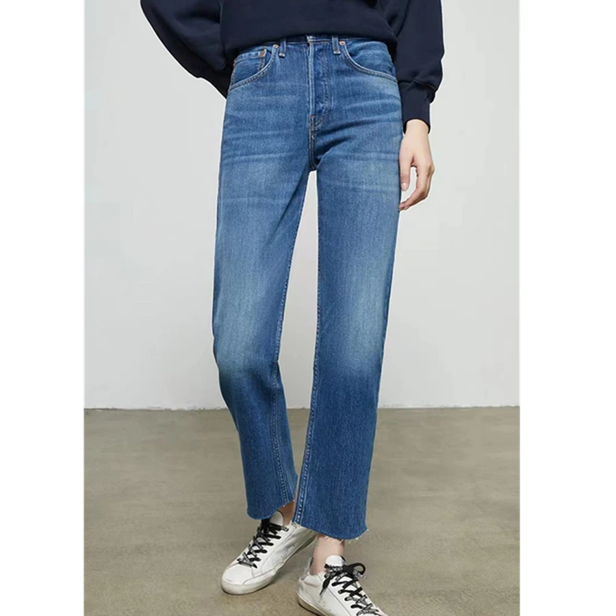 Maxdutti Minimalist Blue High Waisted Straight Leg Fringed Cropped Jeans For Summer Woman Clothing Slimn Fit Women's Denim Pants
Maxdutti Minimalist Blue High Waisted Straight Leg Fringed Cropped Jeans For Summer Woman Clothing Slimn Fit Women's Denim Pants