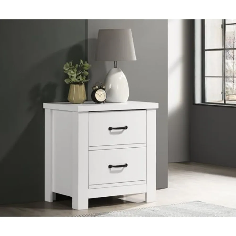 White 2-Drawer Nightstand Bedside Table with Adjustable Shelves and Water-Resistant Coating
White 2-Drawer Nightstand Bedside Table with Adjustable Shelves and Water-Resistant Coating
