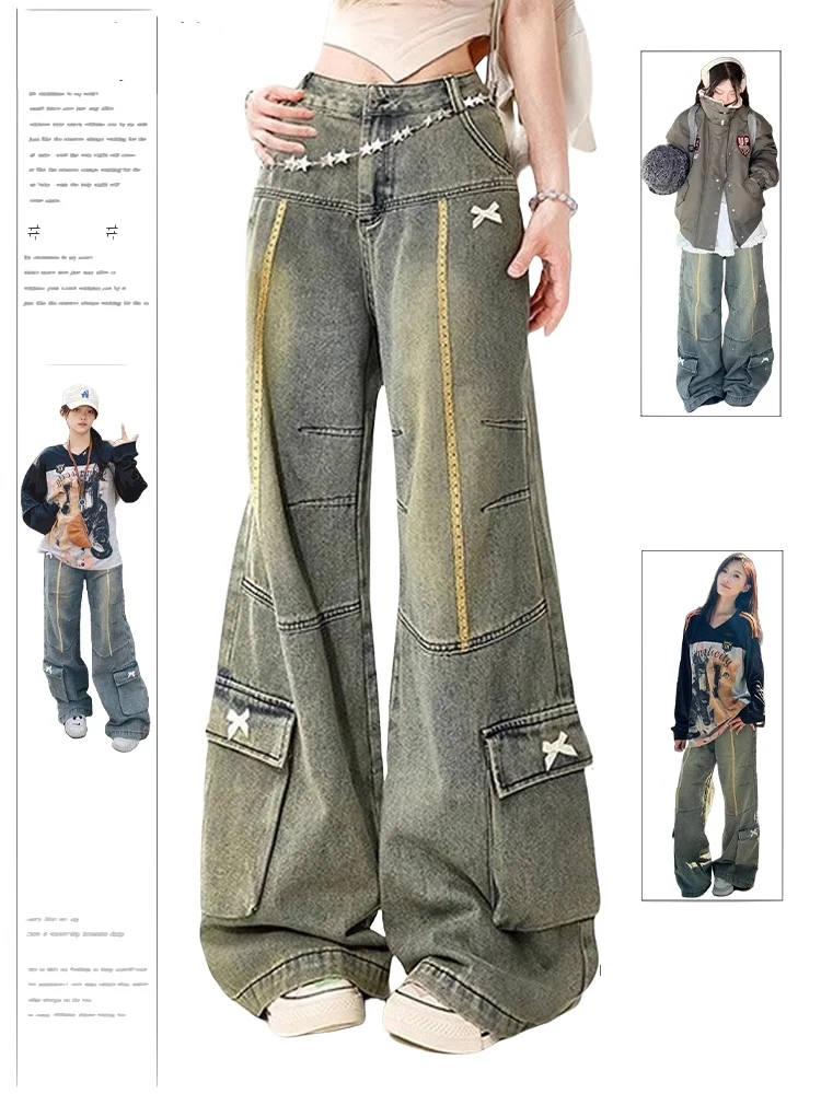 Women Blue Y2k Cargo Jeans Harajuku Baggy Denim Trouser 90s Vintage Japanese 2000s Style Oversize Jean Pants Emo Trashy Clothes
Women Blue Y2k Cargo Jeans Harajuku Baggy Denim Trouser 90s Vintage Japanese 2000s Style Oversize Jean Pants Emo Trashy Clothes