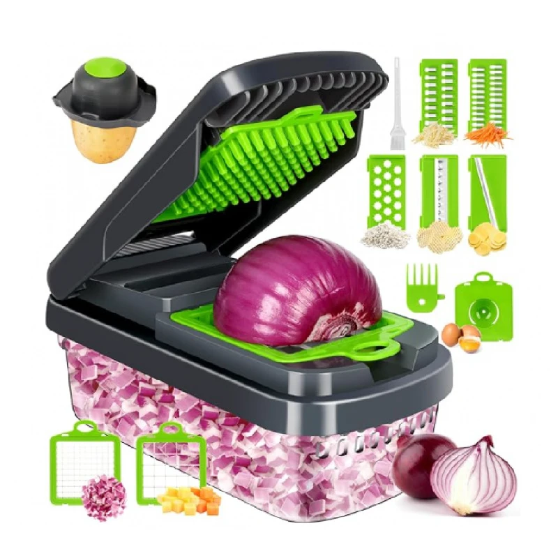 14-in-1 Vegetable Chopper, Multifunctional Food Chopper with 8 Blades, Professional Onion Cutter with Container for Salad Potato
14-in-1 Vegetable Chopper, Multifunctional Food Chopper with 8 Blades, Professional Onion Cutter with Container for Salad Potato