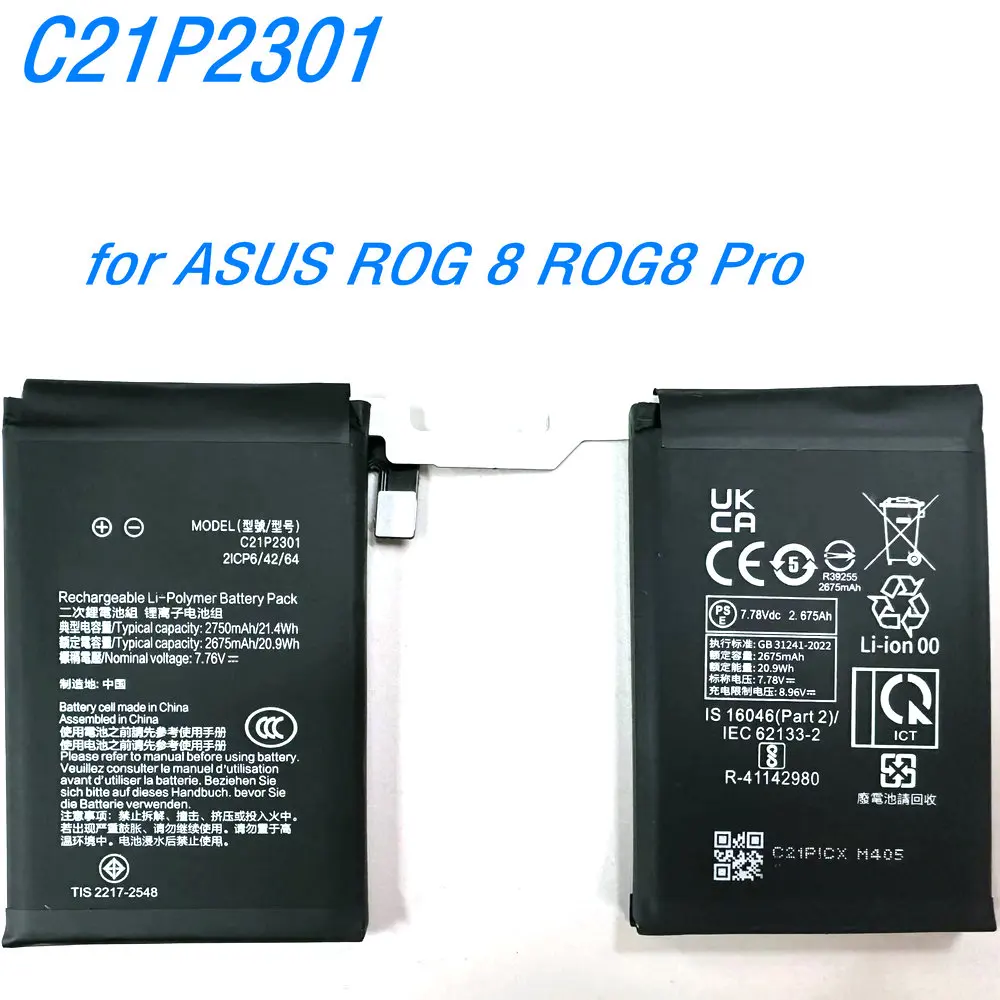 New 7.78V 21.4Wh C21P2301 High Quality Battery for ASUS ROG 8 ROG8 Pro Mobile Phone 2ICP6/42/64
New 7.78V 21.4Wh C21P2301 High Quality Battery for ASUS ROG 8 ROG8 Pro Mobile Phone 2ICP6/42/64