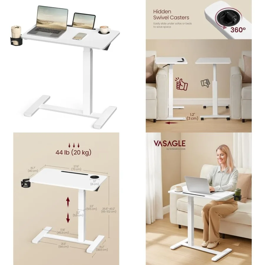 Overbed Table with Wheels, Mobile Standing Computer Desk, 27.6 x 15.7 Inch Tabletop, Adjustable Height, 2 Cup Holders, Phone an
Overbed Table with Wheels, Mobile Standing Computer Desk, 27.6 x 15.7 Inch Tabletop, Adjustable Height, 2 Cup Holders, Phone an