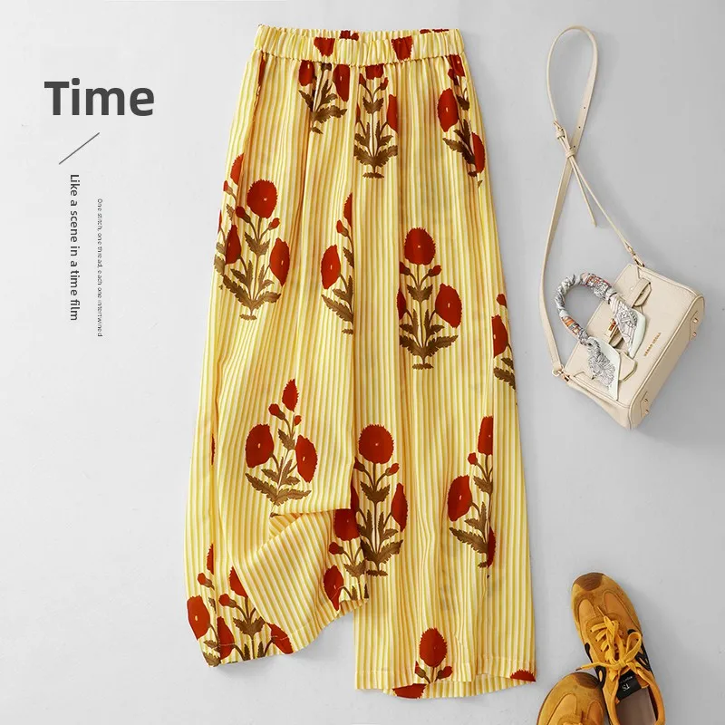 Casual High Waist Wide Leg Pants Women's New 2026 Summer Drape Loose Straight Long Trousers Floral Print Stripe Pattern
Casual High Waist Wide Leg Pants Women's New 2026 Summer Drape Loose Straight Long Trousers Floral Print Stripe Pattern