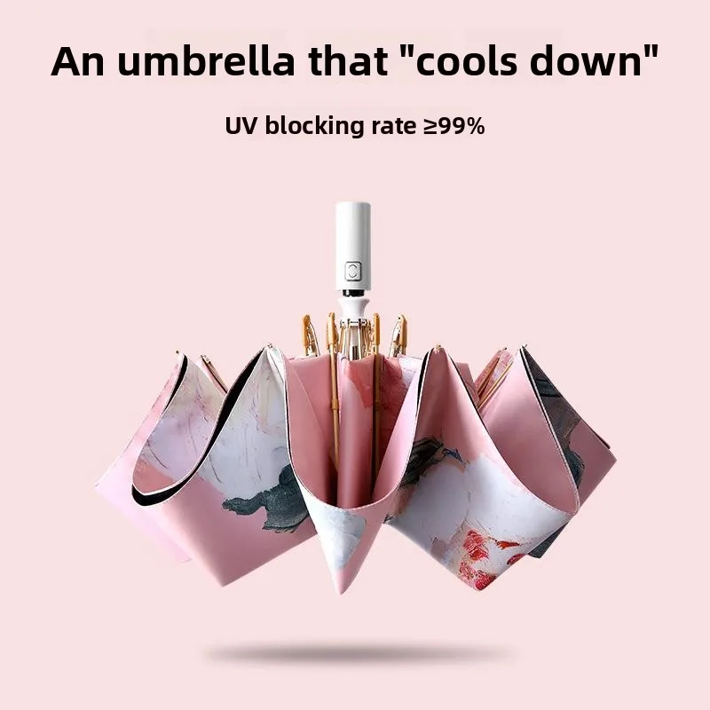 Automatic Double-Sided Retro Oil Painting Umbrella for Women Sunshade Rainproof Black Glue Sun Blocking Umbrella with Logo
Automatic Double-Sided Retro Oil Painting Umbrella for Women Sunshade Rainproof Black Glue Sun Blocking Umbrella with Logo