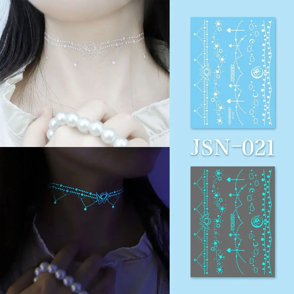Blue Glow Henna Tattoo Sticker Glow in the Dark Waterproof Luminous Temporary Tattoos Sweatproof Lasting Fake Lace Tattoos Girls
Blue Glow Henna Tattoo Sticker Glow in the Dark Waterproof Luminous Temporary Tattoos Sweatproof Lasting Fake Lace Tattoos Girls