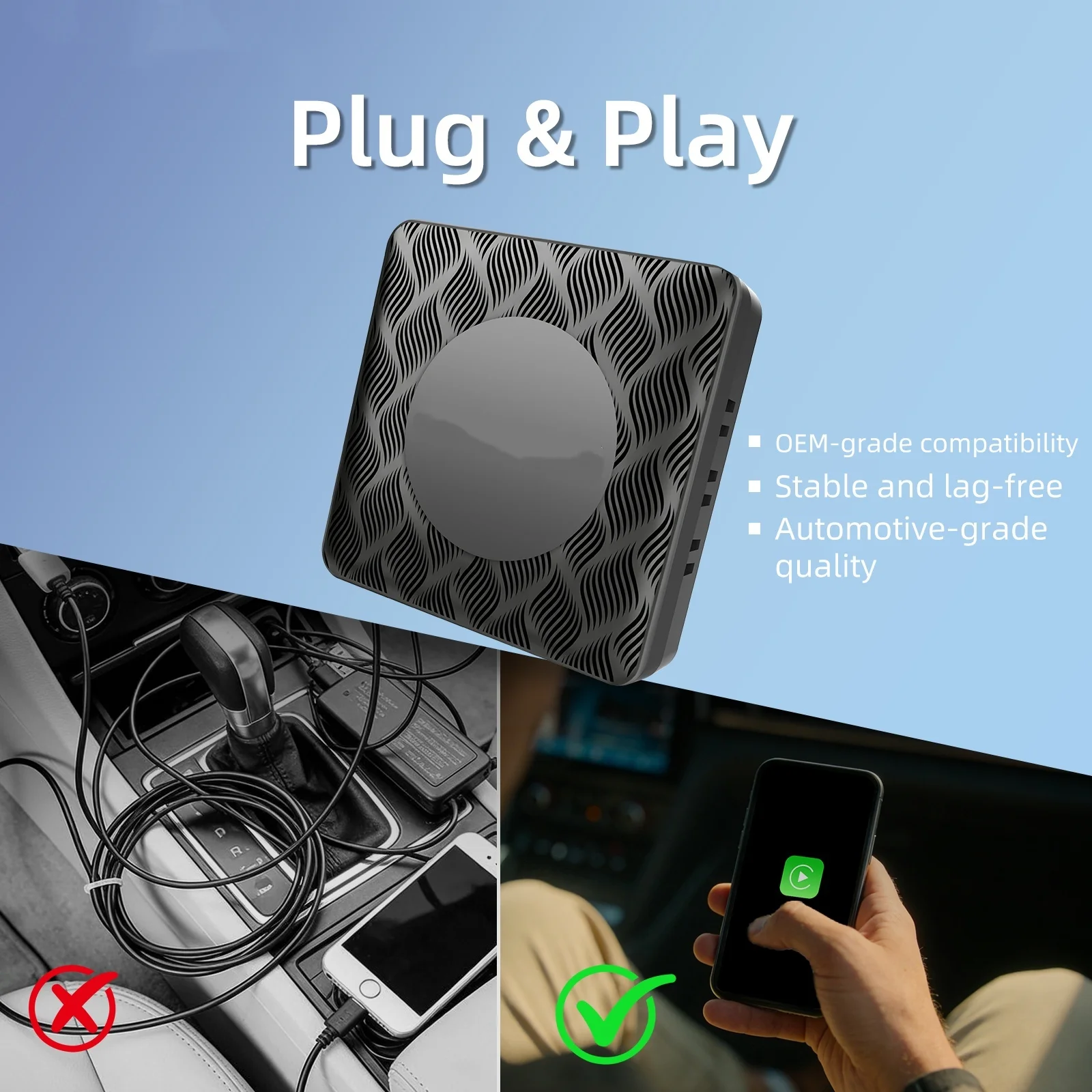 HW06 CarPlay in-Car Connectivity Box AI Voice Control Steering Wheel Control Compatible with IPhone IOS 10+ Android 11+ 2GB+16GB
HW06 CarPlay in-Car Connectivity Box AI Voice Control Steering Wheel Control Compatible with IPhone IOS 10+ Android 11+ 2GB+16GB