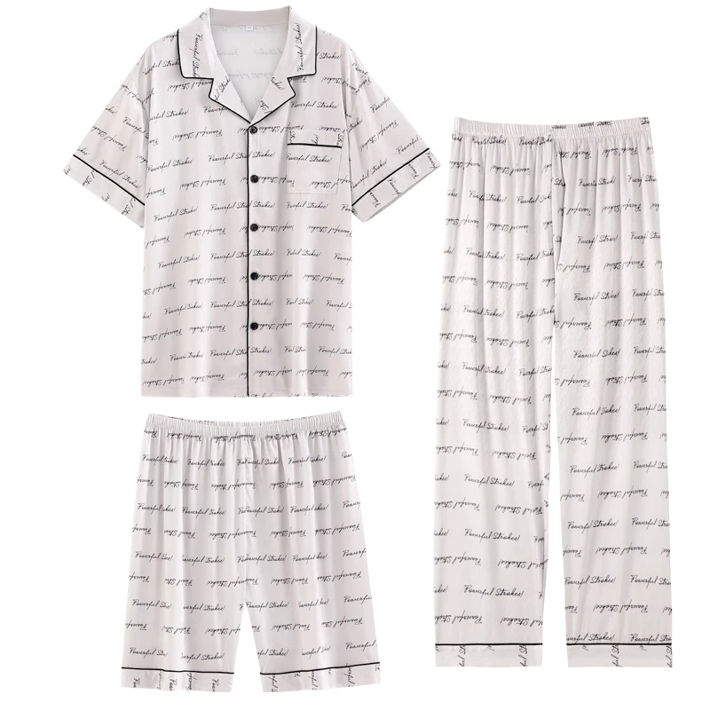 Summer 3 Pieces Set Men Satin Pajamas Set Silk Sleepwear Short Sleeve Male Nightwear Men's Turn-down Collar Clothing
Summer 3 Pieces Set Men Satin Pajamas Set Silk Sleepwear Short Sleeve Male Nightwear Men's Turn-down Collar Clothing