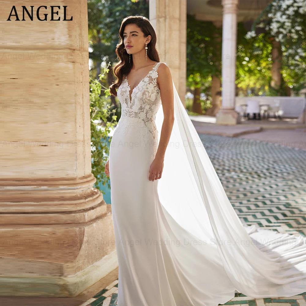 ANGEL Classic Wedding Dresses 2024 New Sleeveless Mermaid V-Neck Backless High Quality Bridal Gowns Appliques Vestidos de Novia
ANGEL Classic Wedding Dresses 2024 New Sleeveless Mermaid V-Neck Backless High Quality Bridal Gowns Appliques Vestidos de Novia