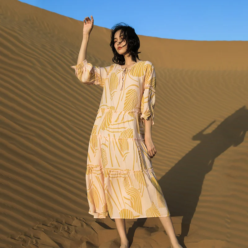 2025 Beach Dress Seaside Holiday French Retro Printed Puff Sleeve Dress Women's Floral Long Dress F561
2025 Beach Dress Seaside Holiday French Retro Printed Puff Sleeve Dress Women's Floral Long Dress F561
